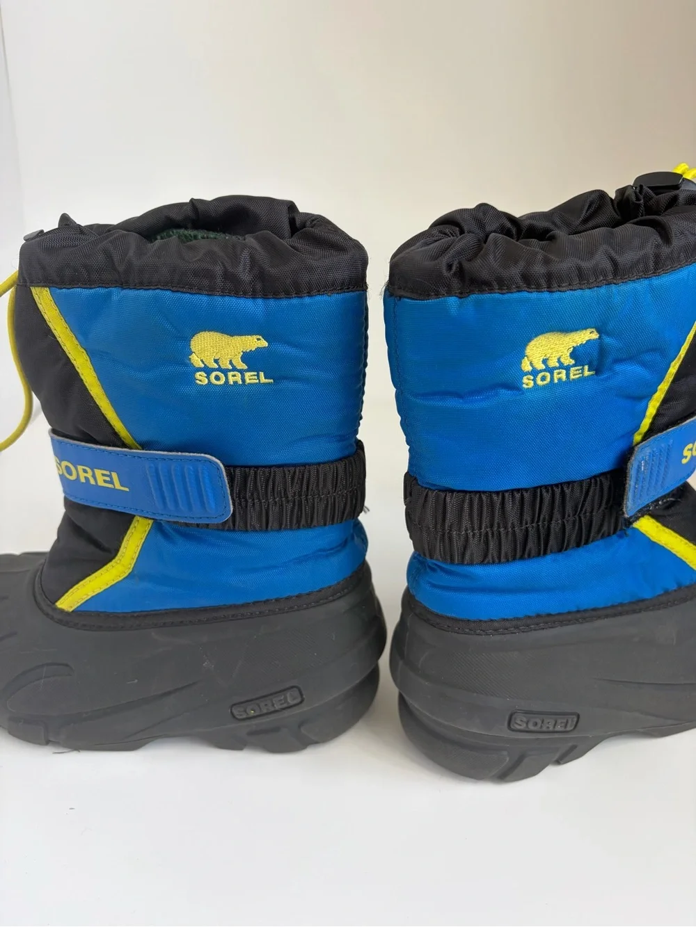 SOREL Kids Flurry Snow Boots Blue & Black  with Yellow Accents Size 12